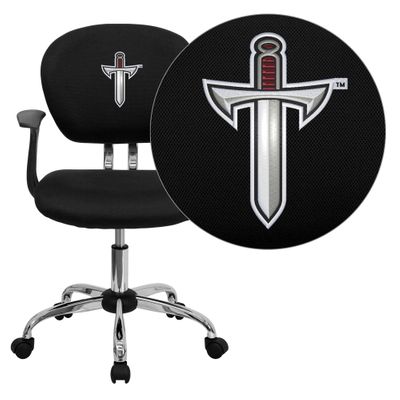 Troy University Trojans Embroidered Black Mesh Task Chair - H-2376-F-BK-ARMS-41078-EMB-GG