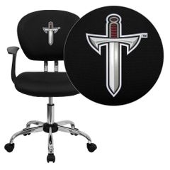 Troy University Trojans Embroidered Black Mesh Task Chair - H-2376-F-BK-ARMS-41078-EMB-GG