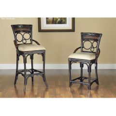 Turks Isle Stationary Stool Black / Brown Cane - Largo - LARGO-ST-D9772-STOOL