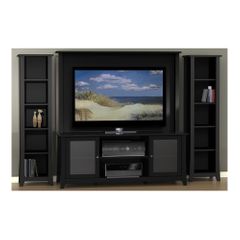 Tuxedo 58" TV Stand with 2 Slim Bookcases & Wall Panel - Nexera Furniture