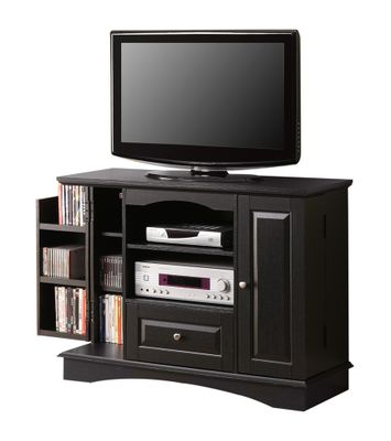 TV Stand - 42 Inch Bedroom TV Console with Media Storage in Black - WQ42BC3BL