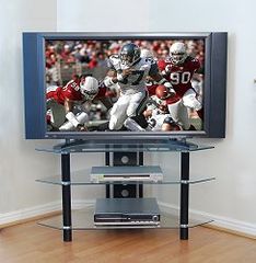 TV Stand - 44 Inch Bermuda Corner TV Stand in Clear / Black - V44Y76CB