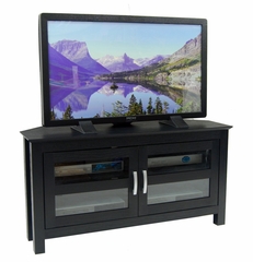 TV Stand - 44 Inch Castillo Corner Wood TV Stand in Black - W44CCRBL