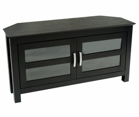 TV Stand - 44 Inch Castillo Corner Wood TV Stand in Black - W44CCRBL