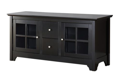 TV Stand - 52 Inch Wood TV Console with 2 Drawers in Matte Black - W52C2DWBL