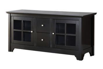 TV Stand - 52 Inch Wood TV Console with 2 Drawers in Matte Black - W52C2DWBL