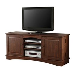 TV Stand - 60 Inch Media Storage Wood TV Console in Traditional Brown - WQ60C73TB