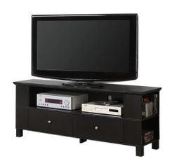 TV Stand - 60 Inch Wood TV Console with Multi-Purpose Storage in Black - P60CMPBL
