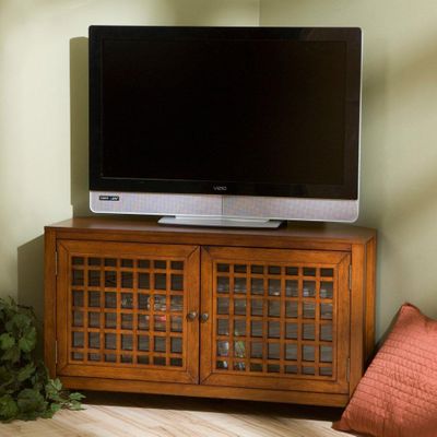 TV Stand - Carson Walnut Corner Media Stand - Holly and Martin