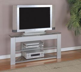TV Stand - "Glossy Silver" - Powell Furniture - 968-802