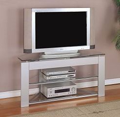TV Stand - "Glossy Silver" - Powell Furniture - 968-802