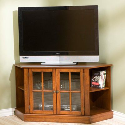 TV Stand - Logan Walnut Corner Media Stand - Holly and Martin