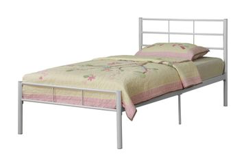 Twin Size Bed - Twin Size Metal Bed Frame in White - BT40WH