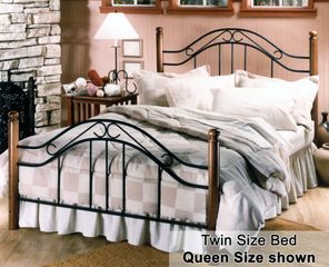 Twin Size Bed - Winsloh Twin Size Metal Bed with Wood Posts