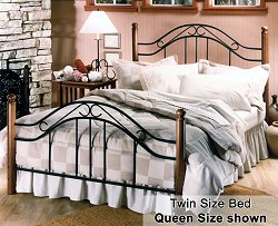 Twin Size Bed - Winsloh Twin Size Metal Bed with Wood Posts