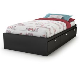Twin Size Mates Bed (39") in Solid Black - Spark - South Shore Furniture - 3270080