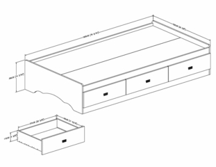 Twin Size Mates Bed - Tiara - South Shore Furniture - 3650212