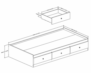 Twin Size Mates Bed with Headboard in Havana - Willow - South Shore Furniture - 3339212-098