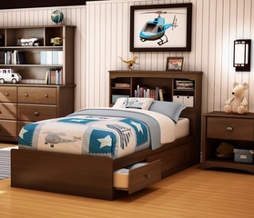Twin Size Mates Bed with Headboard in Sumptuous Cherry - Willow - South Shore Furniture - 3356212-098