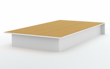 Twin Size Platform Bed with Headboard in Pure White - South Shore Furniture - 3050-TBED-11