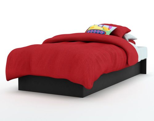 Twin Size Platform Bed in Solid Black - South Shore Furniture - 3070235