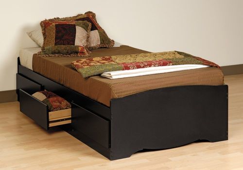 Twin Size Platform Storage Bed in Black - Sonoma Collection - Prepac Furniture - BBT-4100