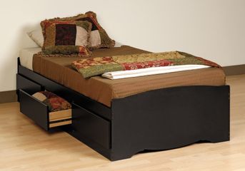 Twin Size Platform Storage Bed in Black - Sonoma Collection - Prepac Furniture - BBT-4100