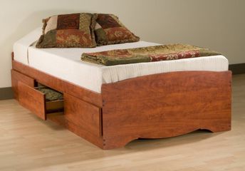 Twin Size Platform Storage Bed in Cherry - Monterey Collection - Prepac Furniture - CBT-4100