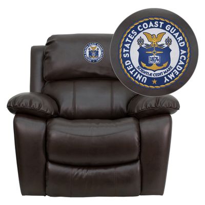 United States Coast Guard Academy Brown Leather Rocker Recliner - MEN-DA3439-91-BRN-41079-A-EMB-GG