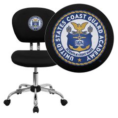 United States Coast Guard Academy Embroidered Black Mesh Task Chair - H-2376-F-BK-41079-A-EMB-GG