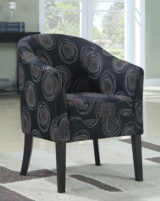 Upholstered Accent Chair with Dark Circle Pattern - 900436