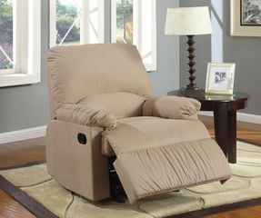 Upholstered Glider Recliner in Light Brown - 600264G