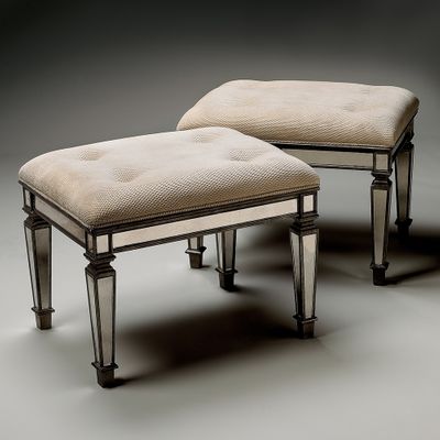 Upholstered Ottoman with Mirrored Finish - Butler Furniture - BT-1214146