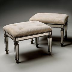 Upholstered Ottoman with Mirrored Finish - Butler Furniture - BT-1214146