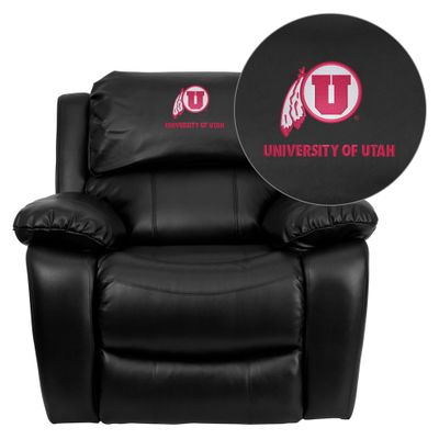 Utah Utes Embroidered Black Leather Rocker Recliner  - MEN-DA3439-91-BK-40027-EMB-GG