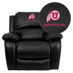 Utah Utes Embroidered Black Leather Rocker Recliner  - MEN-DA3439-91-BK-40027-EMB-GG