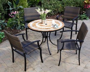Valencia Outdoor Table and 4 Newport Arm Chairs - Home Styles - 5603-3081