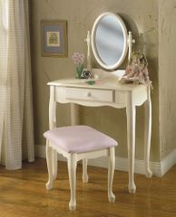 Vanity, Mirror and Bench - Off-White - Powell Furniture - 929-290