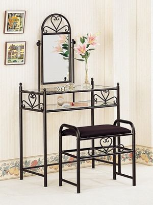 Vanity Table Set in Black - Coaster