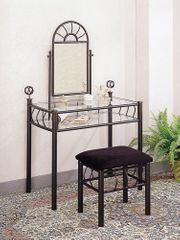 Vanity Table Set in Black Wrought Iron - Coaster