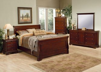 Versailles Queen Size Bedroom Furniture Set in Deep Mahogany - Coaster - 201481Q-BSET
