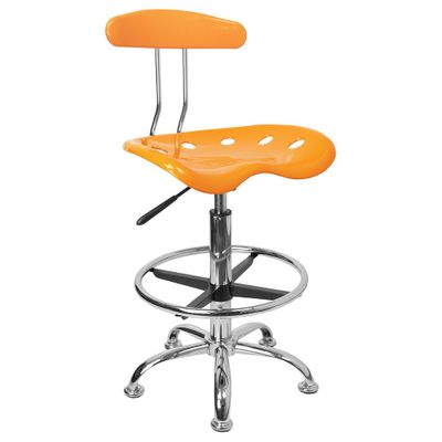 Vibrant Yellow And Chrome Bar Stool Height Drafting Stool with Tractor Seat - LF-215-YELLOW-GG
