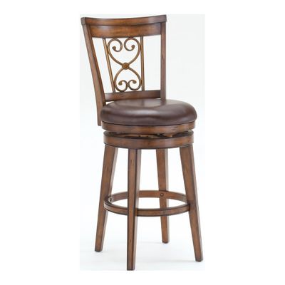 Villagio Dark Chestnut Swivel Scroll Back Stool - Hillsdale