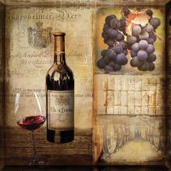 Vintage Wine Square Shape Wall Art - 960579