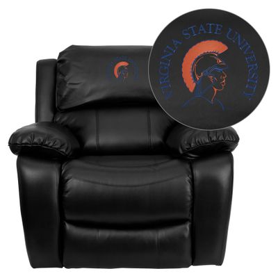 Virginia State University Trojans Embroidered Black Leather Rocker Recliner  - MEN-DA3439-91-BK-41109-EMB-GG