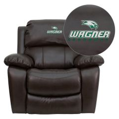 Wagner College Seahawks Embroidered Brown Leather Rocker Recliner  - MEN-DA3439-91-BRN-41110-EMB-GG