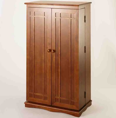 Walnut Mission Style DVD Cabinet - Leslie Dame DVD Storage - CD-612W