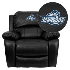 Washburn University Ichabods Embroidered Black Leather Rocker Recliner  - MEN-DA3439-91-BK-41111-EMB-GG