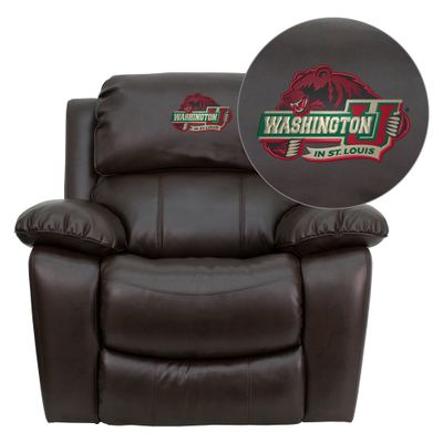 Washington University in St. Louis Bears Embroidered Brown Leather Rocker Recliner  - MEN-DA3439-91-BRN-45029-EMB-GG