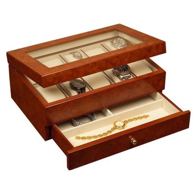 Watch Box in Burlwood Oak - Peyton - Jewelry Boxes by Mele - 0068111